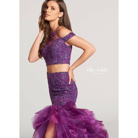 Ellie Wilde Grad Prom Dress EW118107 Purple - Picture 2 of 13